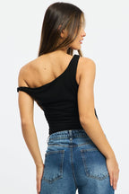 Black One Shoulder Bodysuit