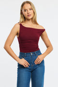 Red One Shoulder Bodysuit