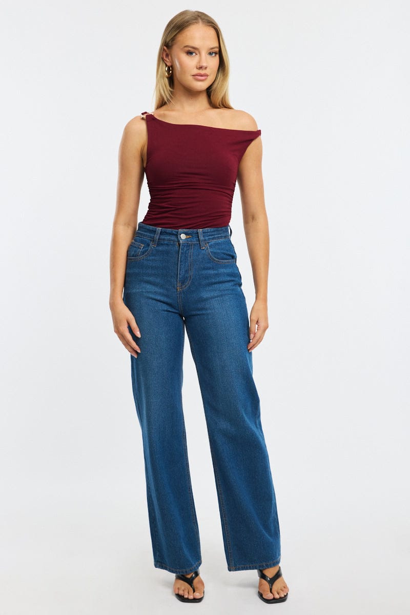 Red One Shoulder Bodysuit