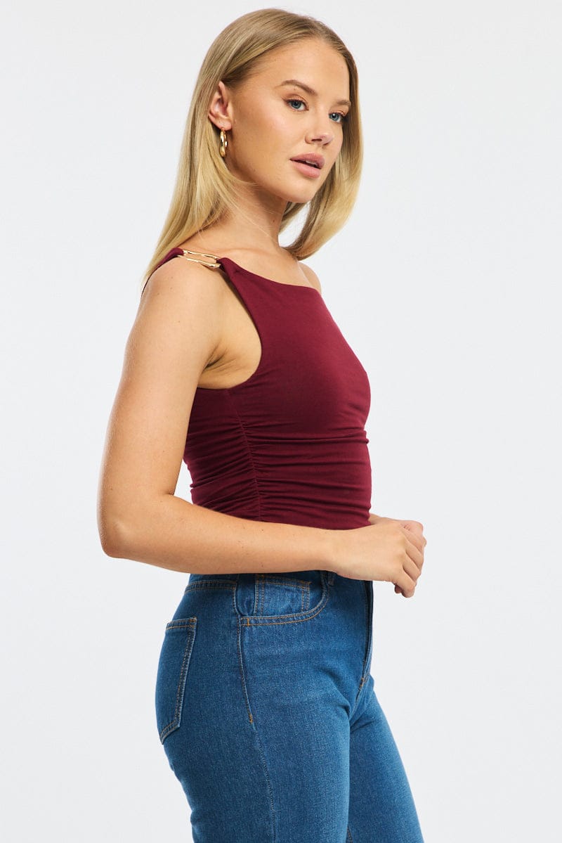 Red One Shoulder Bodysuit