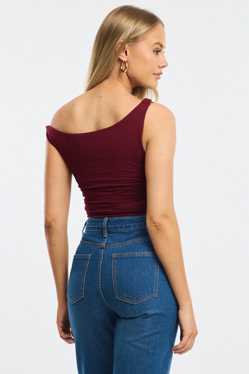 Red One Shoulder Bodysuit