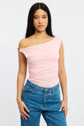 Pink One Shoulder Bodysuit