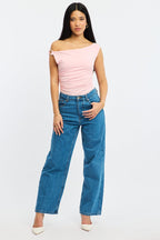 Pink One Shoulder Bodysuit