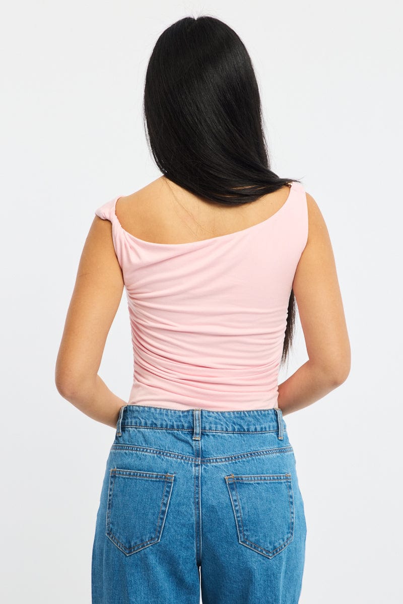 Pink One Shoulder Bodysuit