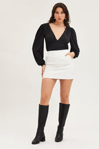 Black Bodysuit Puff Sleeve
