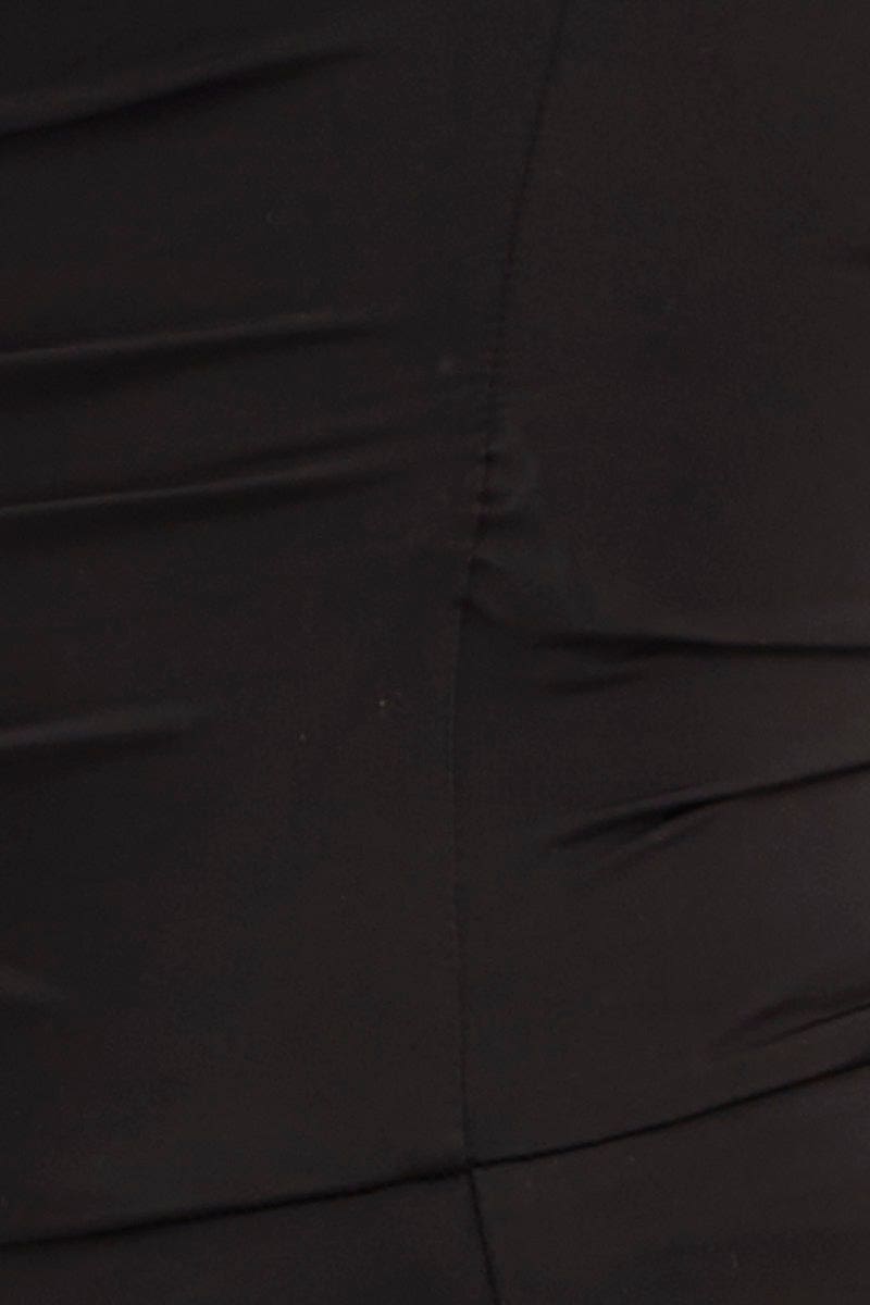 Black Ruched Front Strapless Bodysuit