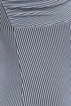 Blue Ribbed Twist Front Bodysuit