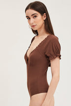 Brown Bodysuit Short Sleeve