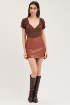 Brown Bodysuit Short Sleeve