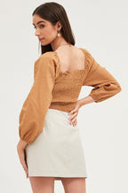 Brown Bodysuit Top Long Sleeve