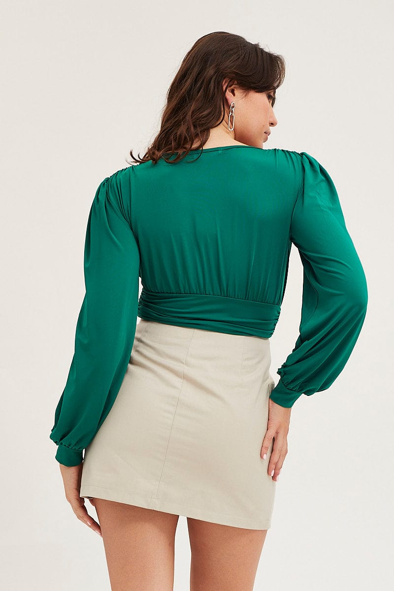 Green Bodysuit Puff Sleeve