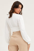 White Bodysuit Puff Sleeve