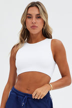 White Tank Top Sleeveless Crew Neck