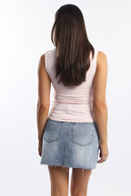 Pink Supersoft Tank Top Square Neck Double Layered