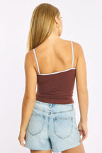 Brown Scoop Neck Singlet Tank Top