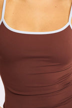 Brown Scoop Neck Singlet Tank Top