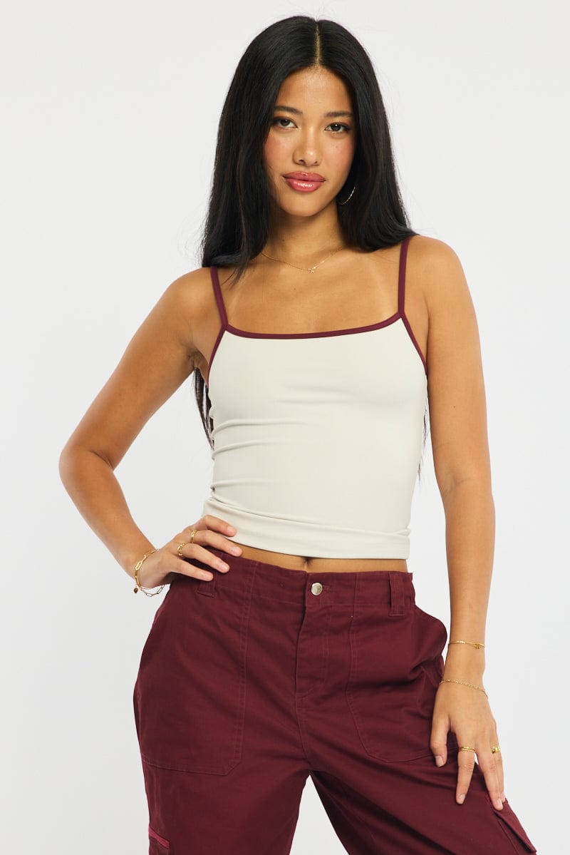 Grey Scoop Neck Singlet Tank Top