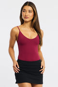 Red Bodysuit Singlet V-neck Supersoft