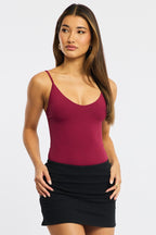 Red Bodysuit Singlet V-neck Supersoft