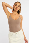 Brown Bodysuit Singlet V-neck Supersoft