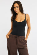Black Bodysuit Singlet V-neck Supersoft