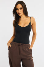 Black Bodysuit Singlet V-neck Supersoft