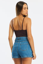 Brown Bodysuit Singlet V-neck Supersoft