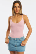 Pink Bodysuit Singlet V-neck Supersoft