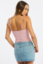 Pink Bodysuit Singlet V-neck Supersoft