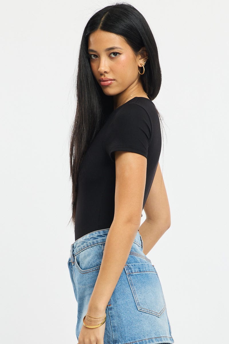 Black Supersoft Bodysuit Short Sleeve