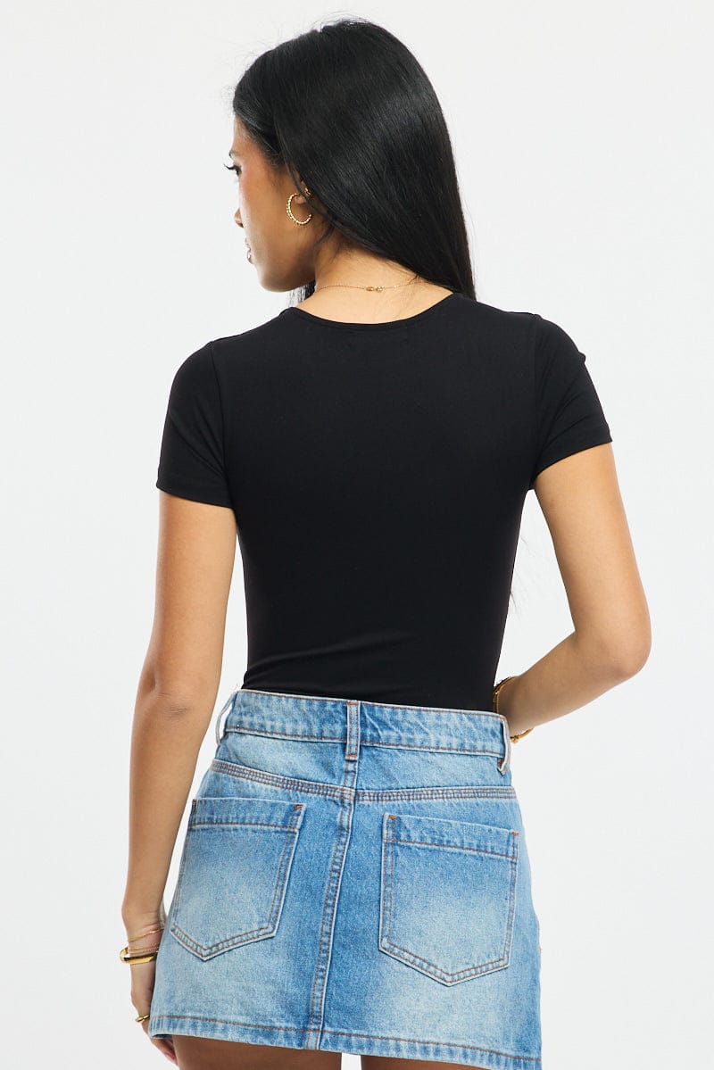 Black Supersoft Bodysuit Short Sleeve