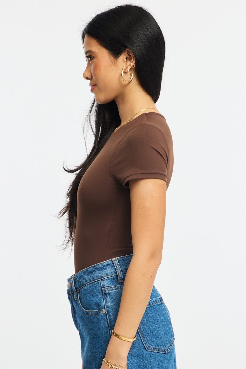 Brown Supersoft Bodysuit Short Sleeve