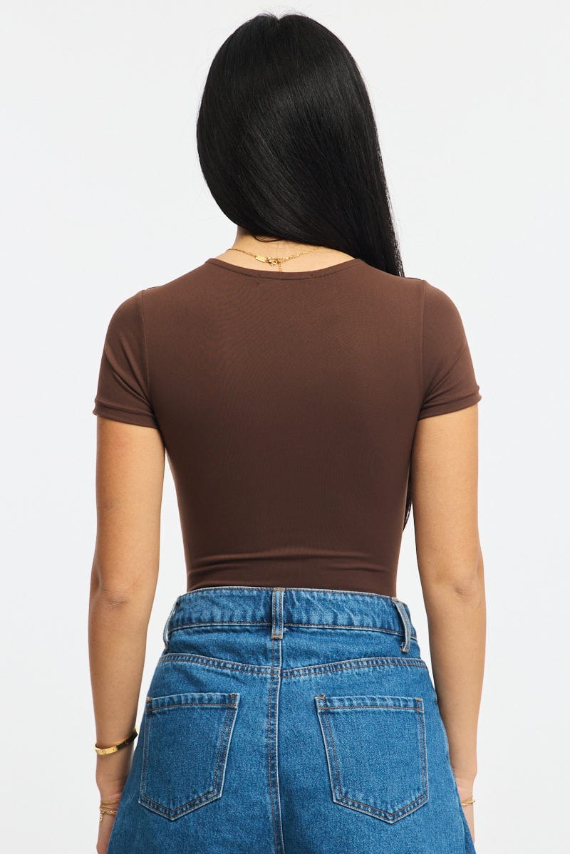 Brown Supersoft Bodysuit Short Sleeve