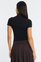 Black Short Sleeve High Neck Bodysuit