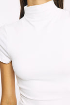 White Short Sleeve High Neck Bodysuit