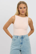 Pink Tank Top Sleeveles Boat Neck Supersoft
