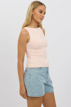 Pink Tank Top Sleeveles Boat Neck Supersoft