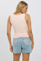 Pink Tank Top Sleeveles Boat Neck Supersoft