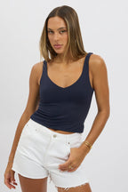 Blue Tank Top V Neck Supersoft