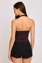 Brown Halter Neck Bodysuit