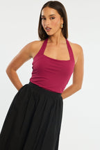 Red Halter Neck Bodysuit