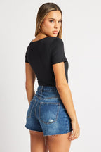 Black Bodysuit Short Sleeve Supersoft