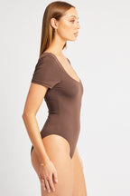 Brown Bodysuit Short Sleeve Supersoft