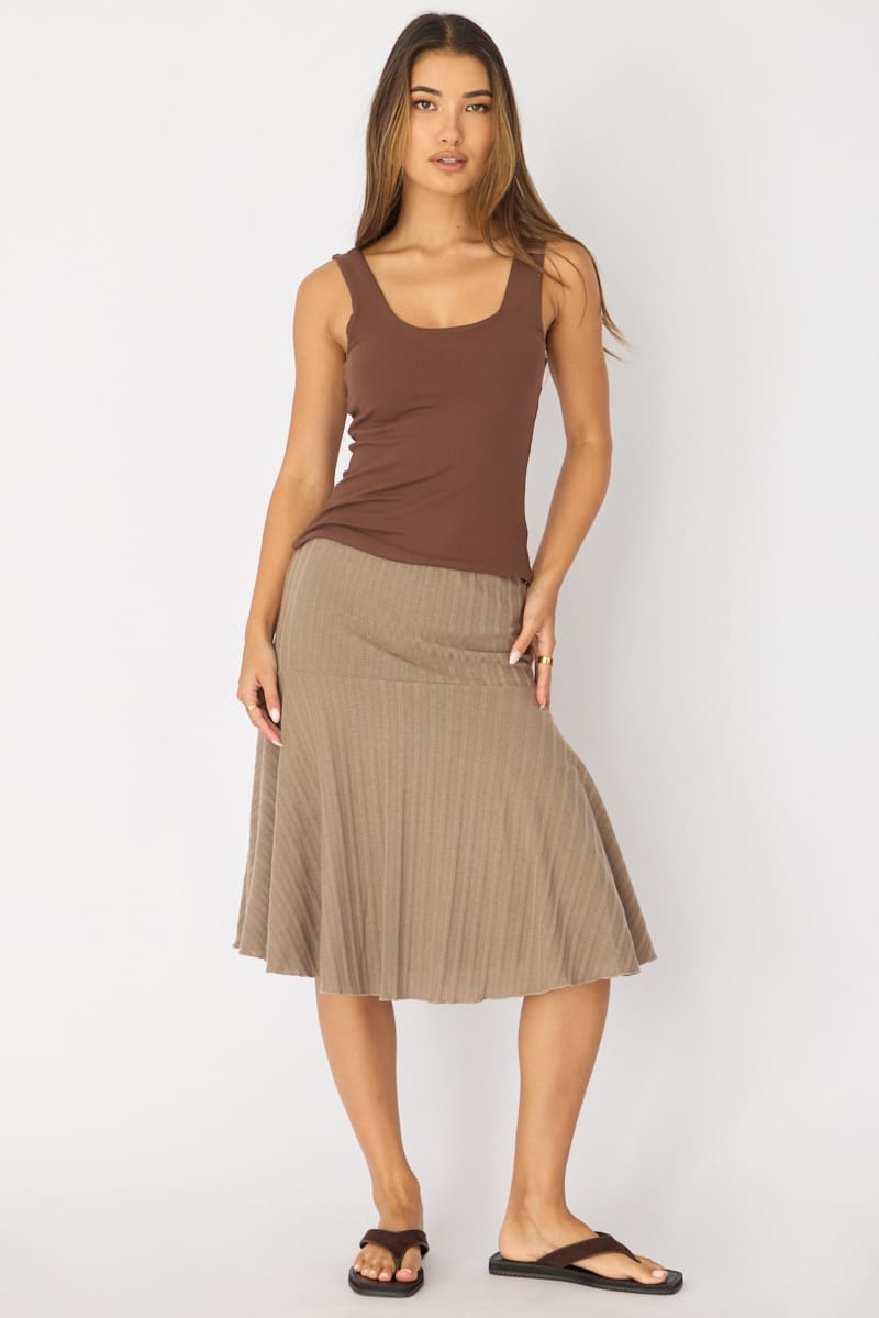 Brown Sleeveless Scoop Neck Tank Top