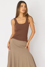 Brown Sleeveless Scoop Neck Tank Top