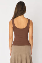 Brown Sleeveless Scoop Neck Tank Top
