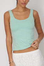 Green Sleeveless Scoop Neck Tank Top
