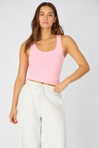 Pink Sleeveless Scoop Neck Tank Top