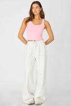 Pink Sleeveless Scoop Neck Tank Top