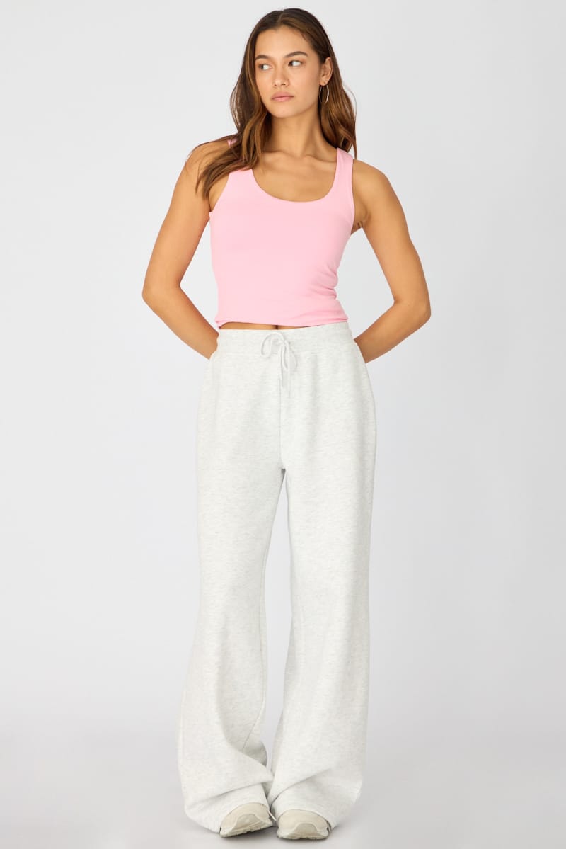 Pink Sleeveless Scoop Neck Tank Top